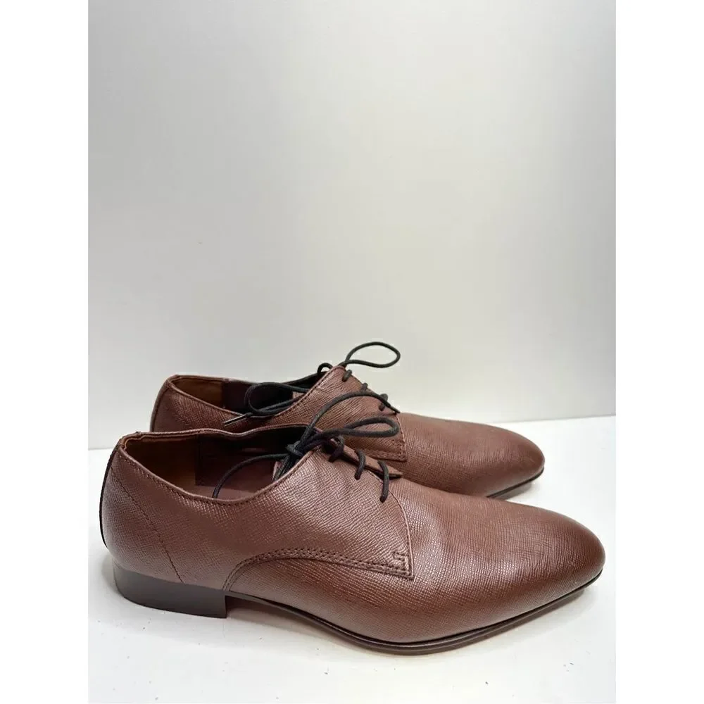 BP‎ Dress Shoes Mens Size 8.5 Brown Leather Derby Textured Plain Toe Shoes